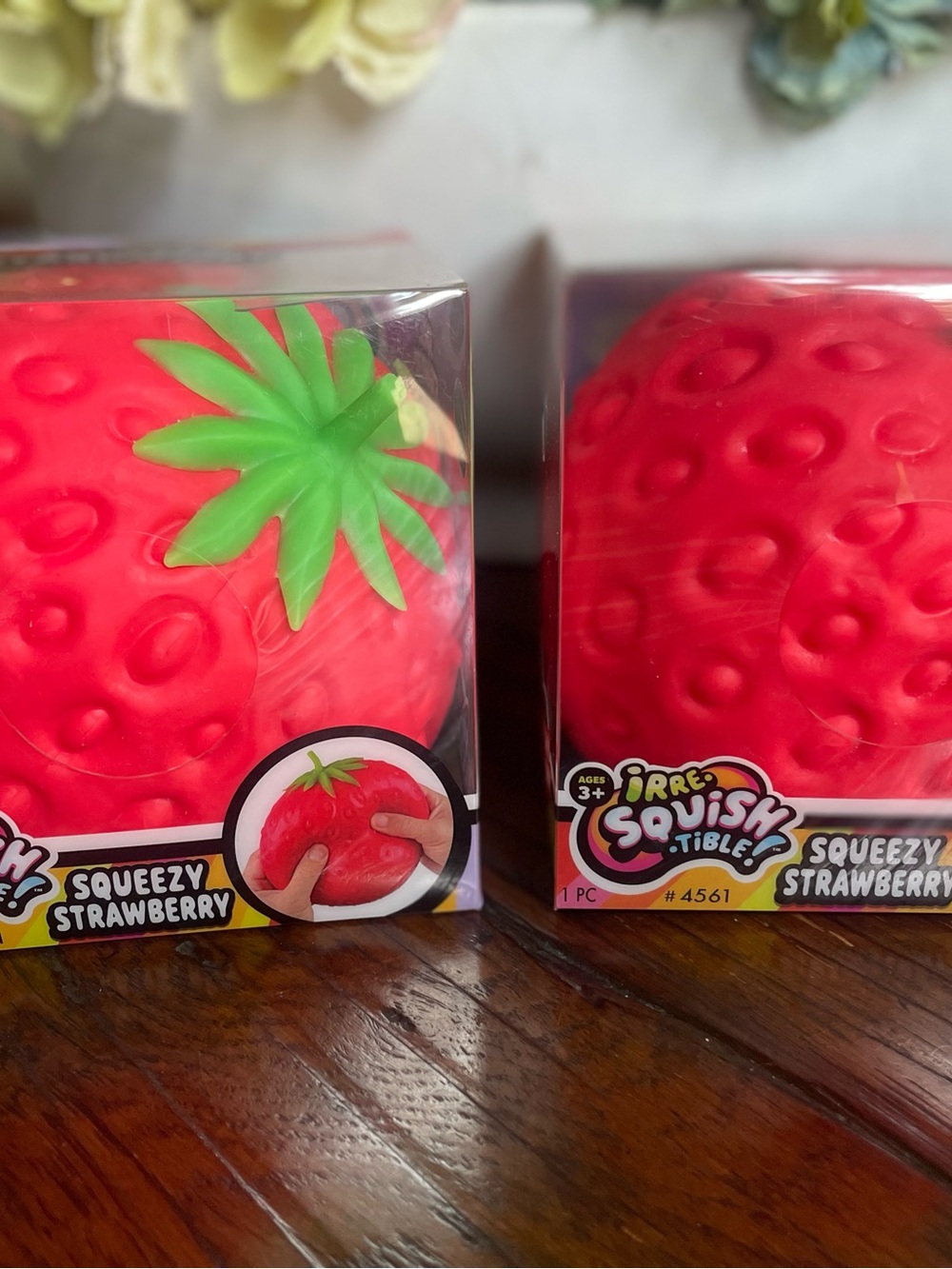 Irre-Squish Large Squeezy Strawberry Stress Toy - Red with Green Top